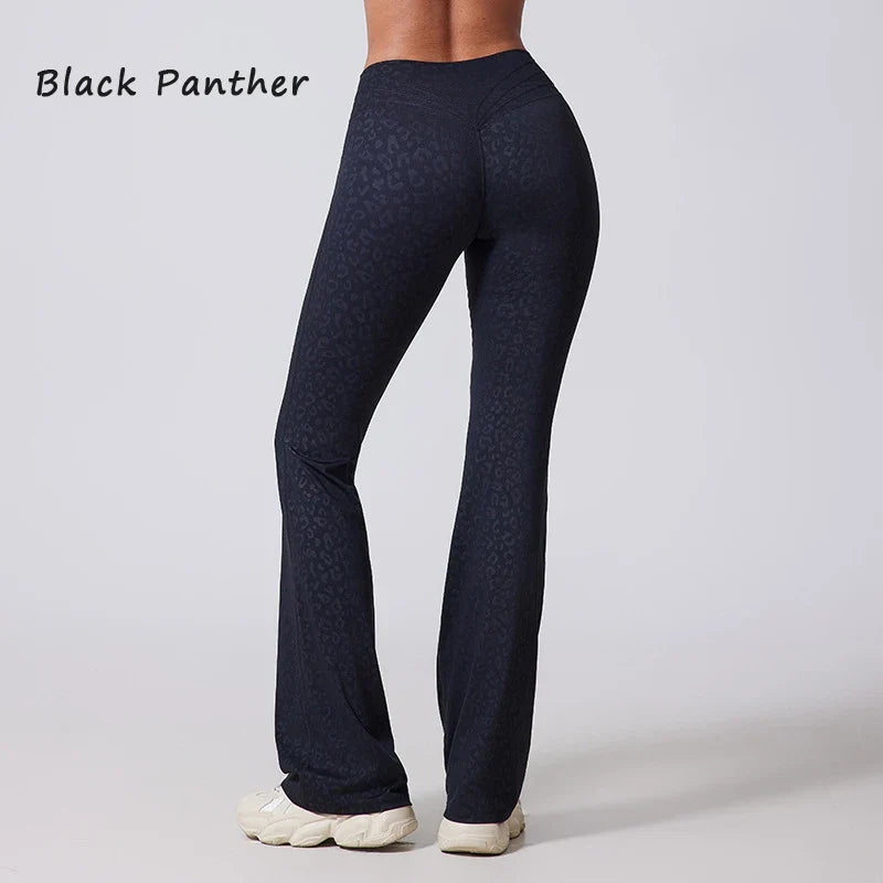DIAS FIT JOY Women's Hip lifting flared pants high waisted yoga fitness pants sports micro flared yoga pants wide leg pants