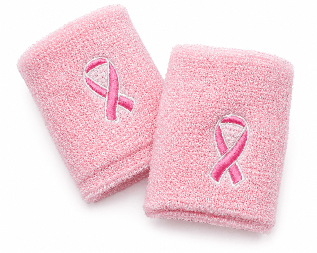 Breast Cancer Pink Ribbon Sport Sweat Wristbands